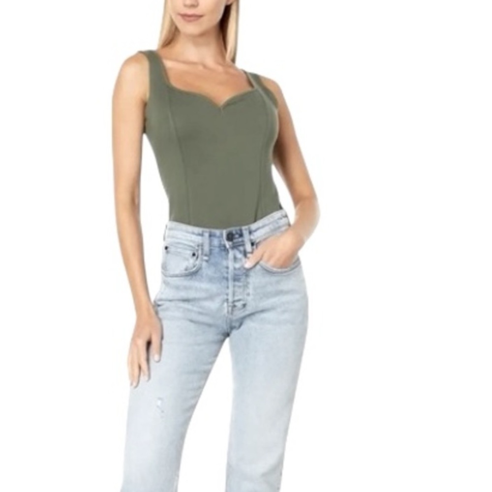Abercrombie & Fitch Soft Collection Olive Princess Cut Tank Bodysuit Size Small